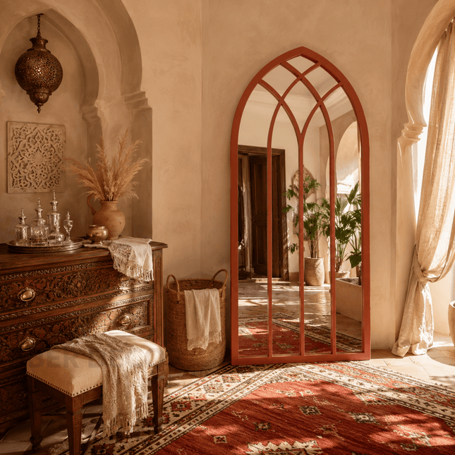 Minara Gothic Arch Window Floor Mirror – Moroccan Statement Mirror