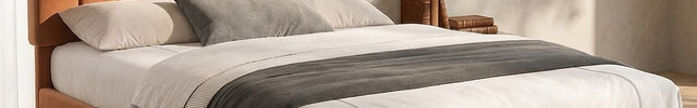 Dreamy Dusk Upholstered Bed – Channel Headboard with Slim Tapered Legs