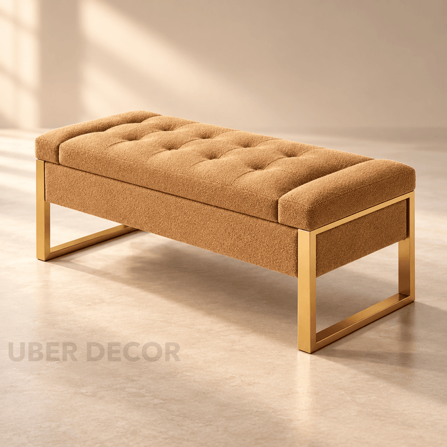 Shanieka Mid-Century Modern Flip Top Storage Bench – Luxe European-Inspired Bedroom & Entryway Organizer