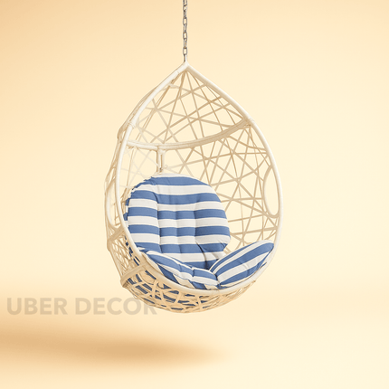 CoastNest Cocoon Swing Chair – French Riviera Nautical Hanging Chair for Terrace, Patio & Garden | Uber Decor