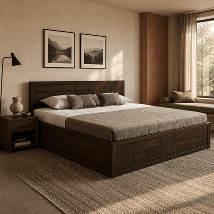 HavenWood Japandi Wabi-Sabi Platform Bed – Minimalist Customisable Wooden Bed for Master Bedroom