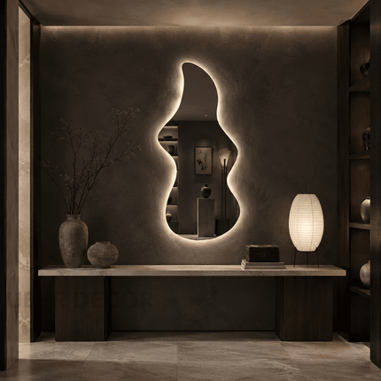 Ember Sculptural Frameless LED Wall Mirror with Front or Back Lit for Modern Interiors