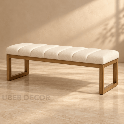 Artisan Weave Upholstered Bench Scandinavian Modern Living Dining Entryway Furniture