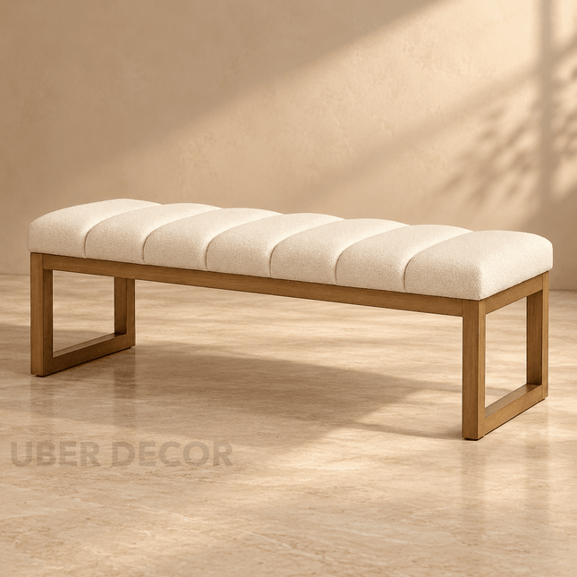 Artisan Weave Upholstered Bench Scandinavian Modern Living Dining Entryway Furniture