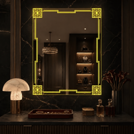 Decora Art Deco LED Mirror – Frameless Wall Hanging Mirror with Front or Back Lit for Vanity & Powder Room