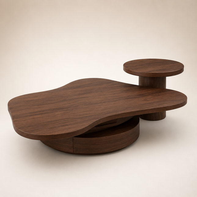 Rio Bianco Cloud Coffee Table – In Stock Dark Walnut Brown Sculptural Center Table