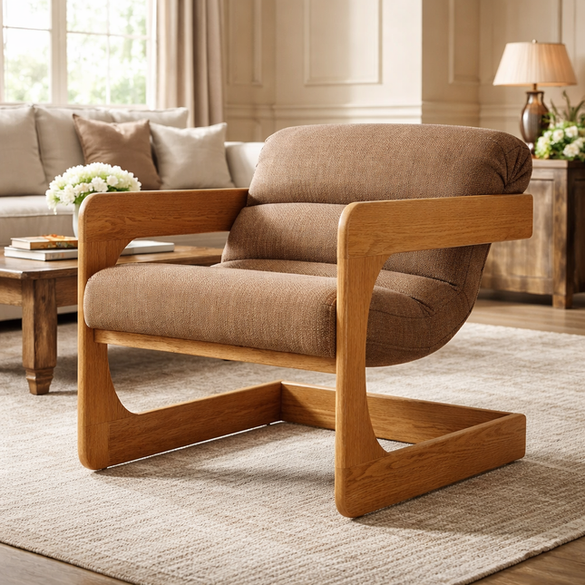 AXEL – Handcrafted Wooden Accent Chair for Living Room & Lounge Spaces