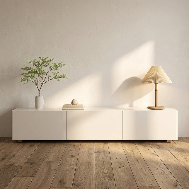 Lunexa Blanc – Ultra Minimal TV Cabinet, Scandinavian Inspired Console
