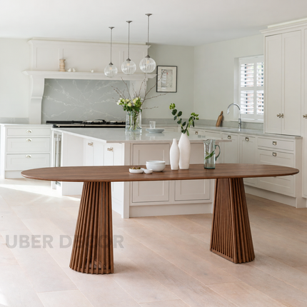 Oaknest Oval Dining Table Modern Solid Wood Dining Table Mid Century Scandinavian Design Walnut Finish Ready to Dispatch