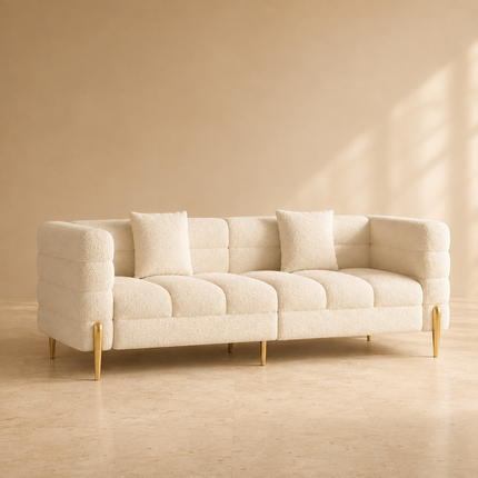 Tampa 3 Seater Luxury Modern Japandi Sofa for Living Room with Gold Legs Customisable Designer Sofa
