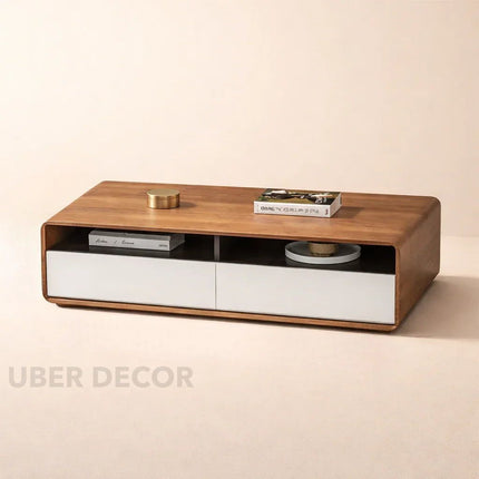 Viano Plain – Modern TV Cabinet, Nordic Inspired Low Console with Rounded Edge Design