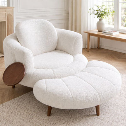 Vantara Accent Chair – Curved Comfort Seating with Integrated Coffee Table for Living Room and Lounge Spaces