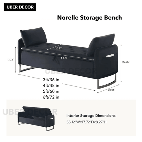Norelle Contemporary Luxe Flip Top Storage Bench – Modern American-Inspired King Bed Companion for Bedroom & Lounge - Uber Decor