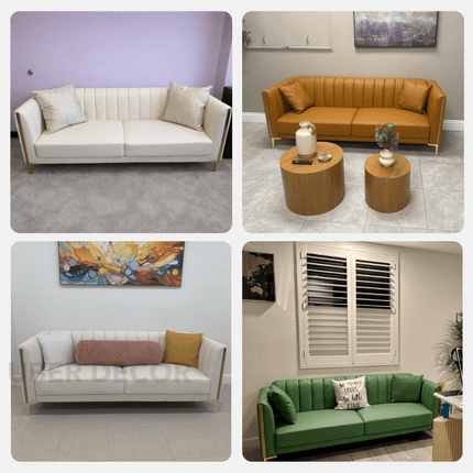 Jakarta 78" Sofa- 3 Seater Modern Tufted Couch with Golden Legs & Armrests for Home or Office