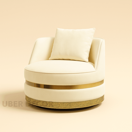 Lynette- Barrel Shaped Round Base 360 Revolving Swivel Accent Chair for Living room or Bedroom