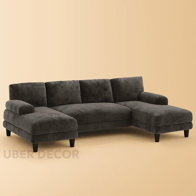 Havana 111" Sectional Sofa- Large Modular Lounge Sofa with Double Chaise Left & Right - Uber Decor
