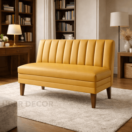 Arven Retro Mid Century High Back Bench Contemporary Customisable Seating for Dining Living Lounge and Entryway