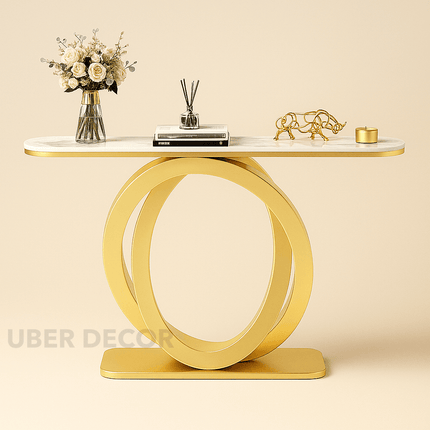 Elanora Loop Console Table – Italian-Inspired Luxury Console with Marble Top for Hallways & Modern Entrances