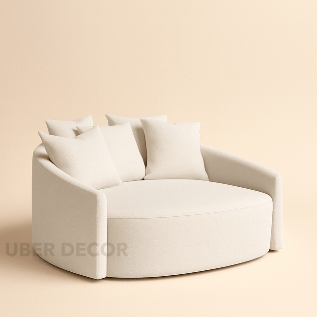 Runa 62" 2-Seater Japandi Curved Loveseat – Oversized Wabi Sabi Style Couch for Living Room