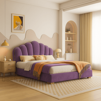 Petalrest Shell Bed – Modern Chic with Hidden Storage for Bedroom Bliss