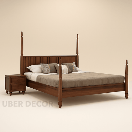 TeakRise Wabi Sabi Four-Poster Panel Bed for Boutique Hotel Suites