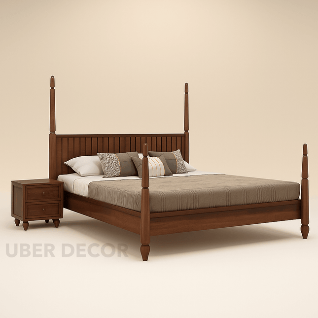 TeakRise Wabi Sabi Four-Poster Panel Bed for Boutique Hotel Suites