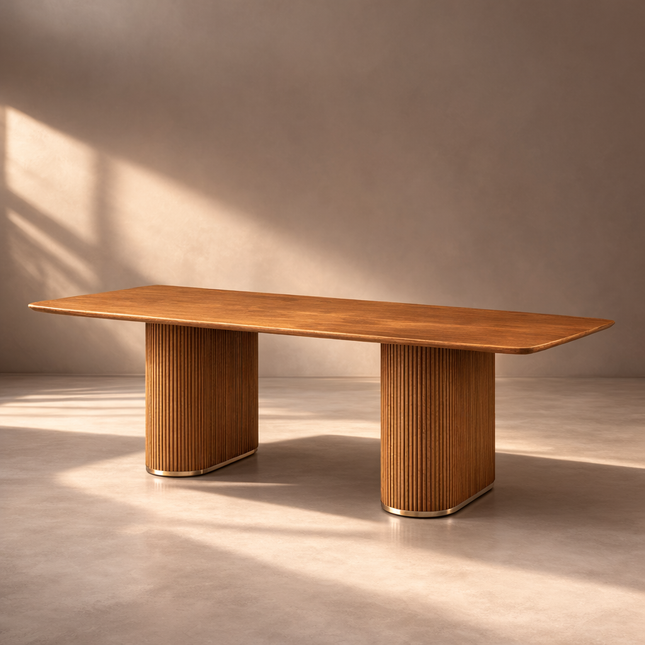 Warmfield Rectangular Wood Dining Table Modern Solid Wood Dining Table with Sculpted Base for Elegant Dining Spaces