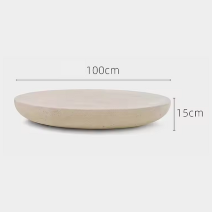 Cam Coffee Table Set of 3, Sculptural Modern European Textured Stone Center and Side Tables for Living Room