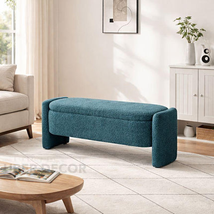 Nahla Oval Storage Bench with Lift Top – Contemporary Minimalist Organizer for Living Rooms, Entryways & Bedrooms