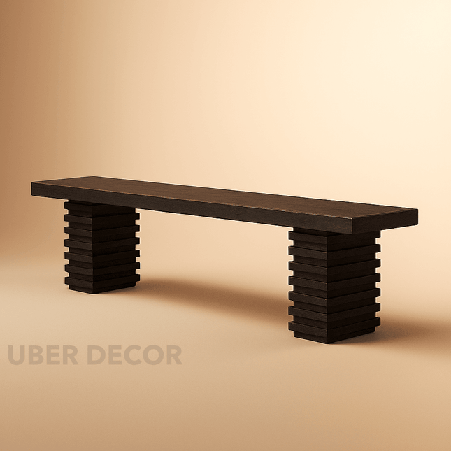 Skandia Serenity Contemporary Solid Wood Architectural Bench Modern Customisable Seating for Dining Living Lounge and Entryway