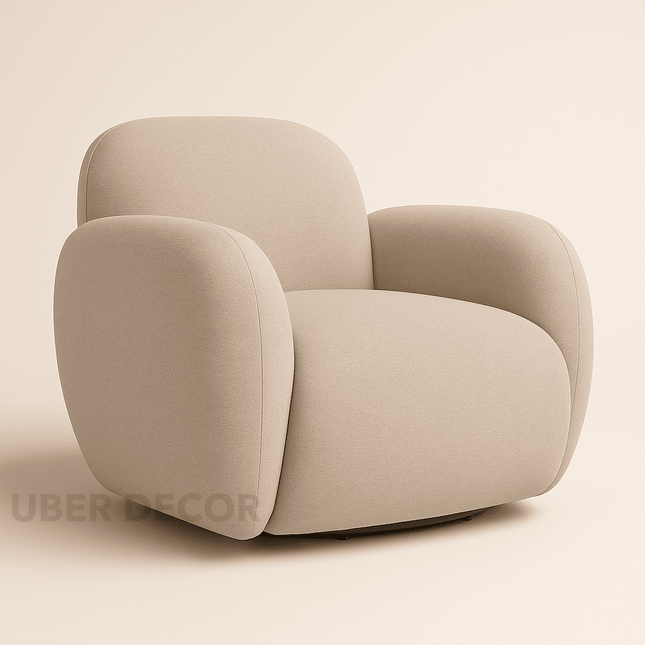 Varina- Modern Curved 360 Revolving Swivel Armchair with Deep Seat and Soft Cushion