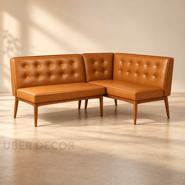 Zen Haven Mid Century Corner Bench Contemporary Customisable Seating for Dining Living Lounge and Hospitality Spaces