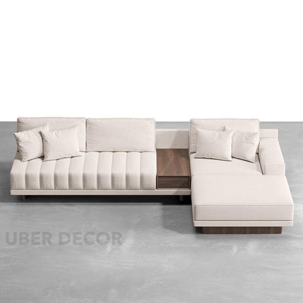 Hanover Luxury Modern Sectional Sofa with Chaise Lounge and Wooden Storage Platform Customisable Designer Sofa for Living Room