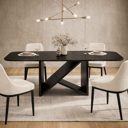 Midnight Gather Modern Dining Table with Sculptural Base Contemporary Design for Dining Room and Modern Home Interiors