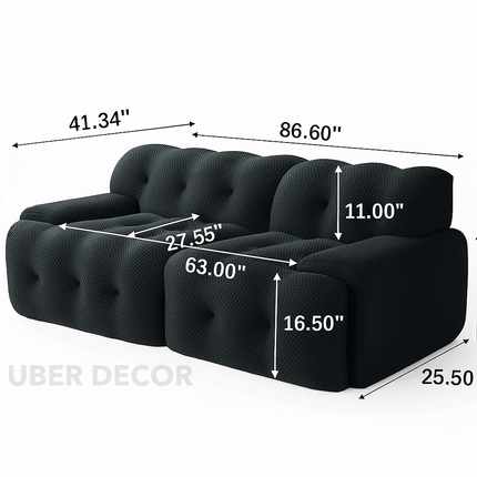 Luanda 3-Seater Italian Designer Sofa – Luxury Floor Lounge Sectional Loveseat for Living Room & Home Décor