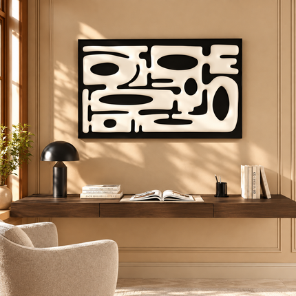 Abstract Rhythm Japandi Wall Art – Geometric Relief for Living Room