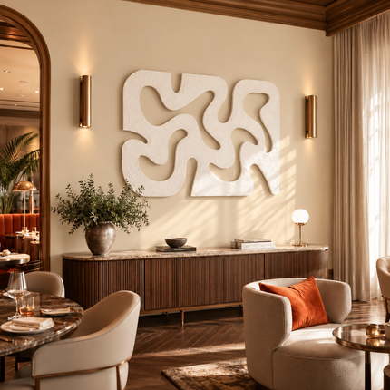 Organic Maze Japandi Wall Art – Abstract Cutout Relief for Living Room