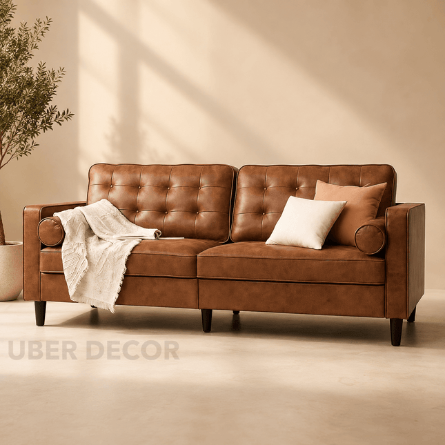 Montserra 84" Sofa- Mid-Century Tufted Textured Sofa Couch for Living Room or Office