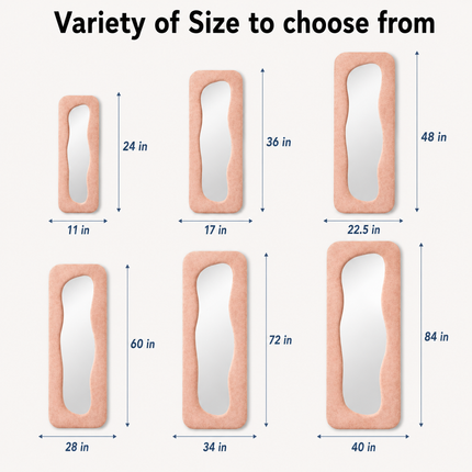 Soft Sculpt Boucle Full Length Dressing Mirror - Upholstered Modern Unique Standing Mirror for Bedroom