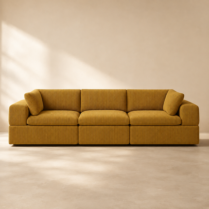 Liraya 108" Sofa- Bubble Style Cushioned 4 Seater Sofa for Living Room or Office