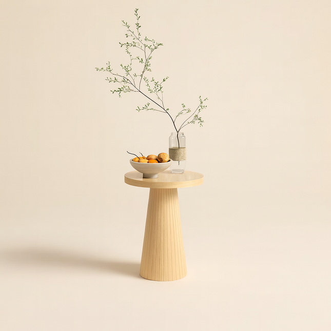 The Solna Taper – Custom Conical Base Wooden Side Table in Japandi Scandinavian Style for Living Room, Bedroom, or Lounge