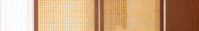 NATRA Handcrafted Wooden Rattan Room Divider with Sliding Panel Design for Living Rooms, Bedrooms & Custom Interior Spaces