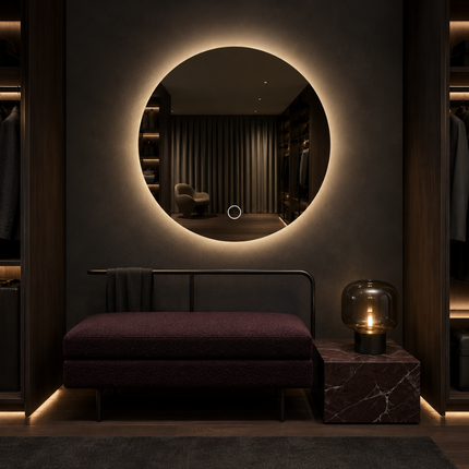 Illuvia Traditional Design Round led mirror- 3-colour front lit or back lit touch button led frameless bathroom vanity mirror