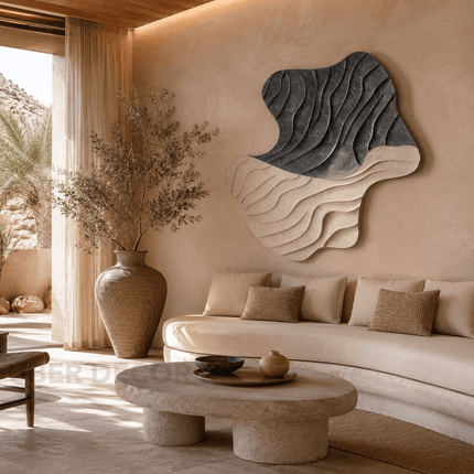 Flowing Terrain Japandi Wall Art – Organic Wave Relief Sculpture for Living Room, Entryway & Modern Interiors