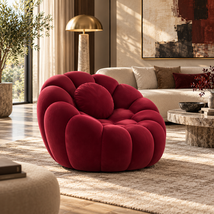 Bubble Lounge Chair Ready to Ship Maroon Suede Velvet Modern Designer Accent Chair for - product image 1