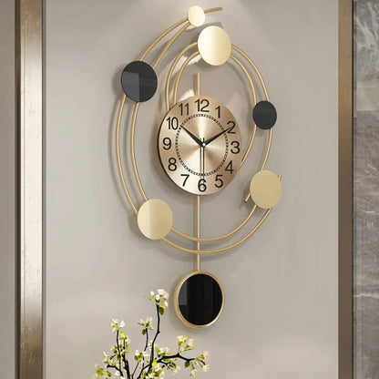 Legacy Contemporary Black and Golden Round Spiral DesignMetal Wall Clock Decor