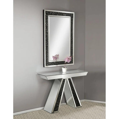 Reflections Radiance- Inverted V Shaped Modern Luxury Crystal Diamond Glass Mirrored Console Table For Living Room