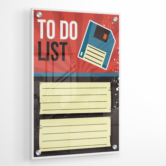 Bold Colourful To-Do List Glass Writing Board- Printed Acrylic Wall Planner