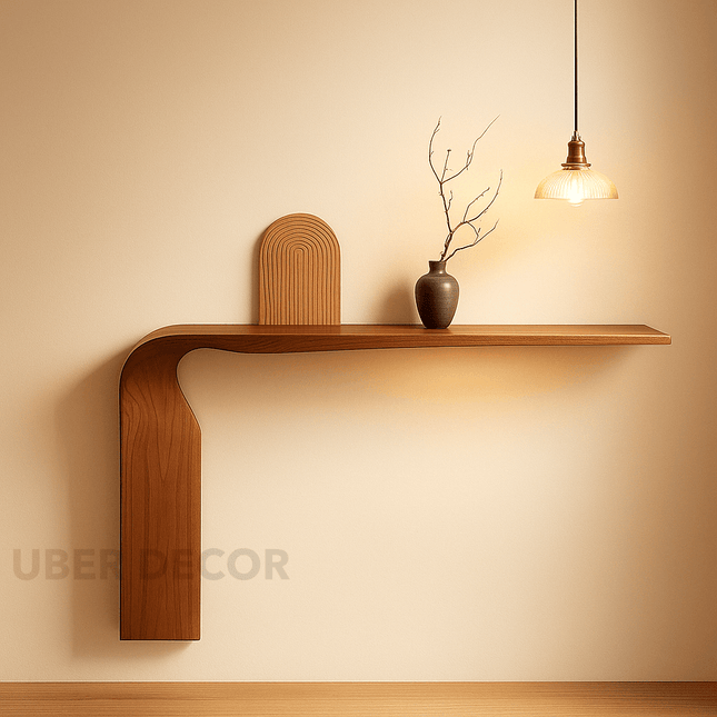 Arashi Wall Console Table – Japandi-Inspired Asymmetrical Solid Wood Console for Artistic Hallways & Modern Entryways