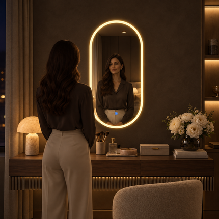 Liva Frameless LED Mirror with 3 Color Changing Lights Touch Sensor 45x24 Inch - Ready to Ship